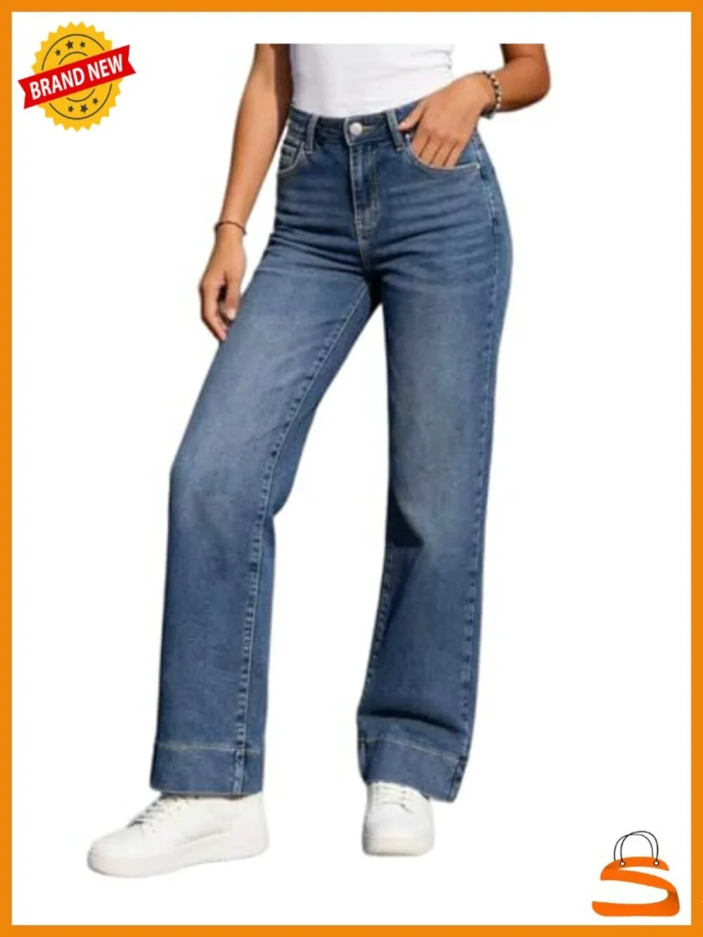 High Waisted Wide Leg Stretchy Baggy Denim Jeans